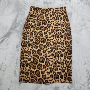 Vintage 90s Newport News Skirt Size 4 Brown Cheetah High Waist Pencil Pinup Vamp